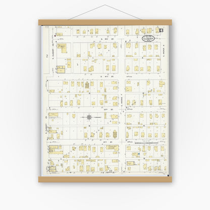 Old map wall art mockup — magnetic wood frame on white wall — Sanborn Fire Insurance Map from Cloquet, Carlton County, Minnesota (1911), Sheet #0013