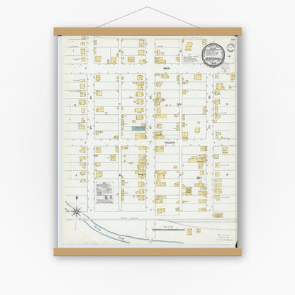 Old map wall art mockup — magnetic wood frame on white wall — Sanborn Fire Insurance Map from Jacksonville, Athens County, Ohio (1901), Sheet #0001