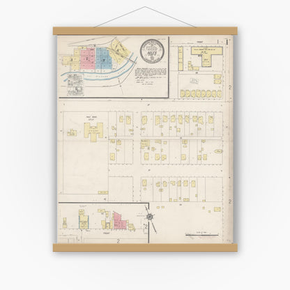 Old map wall art mockup — magnetic wood frame on white wall — Sanborn Fire Insurance Map from Niles, Alameda County, California (1920) - Complete Map Set