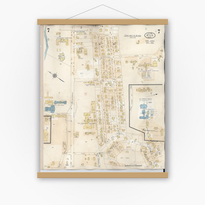 Old map wall art mockup — magnetic wood frame on white wall — Sanborn Fire Insurance Map from Hilo, Hawaii County, Hawaii (1957), Sheet #0007