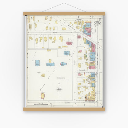 Old map wall art mockup — magnetic wood frame on white wall — Sanborn Fire Insurance Map from Ripon, Fond du Lac County, Wisconsin (1898), Sheet #0003