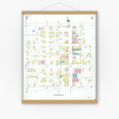 Old map wall art mockup — magnetic wood frame on white wall — Sanborn Fire Insurance Map from Lewisburg, Preble County, Ohio (1951), Sheet #0002