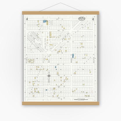 Old map wall art mockup — magnetic wood frame on white wall — Sanborn Fire Insurance Map from Hialeah, Dade County, Florida (1926), Sheet #0004