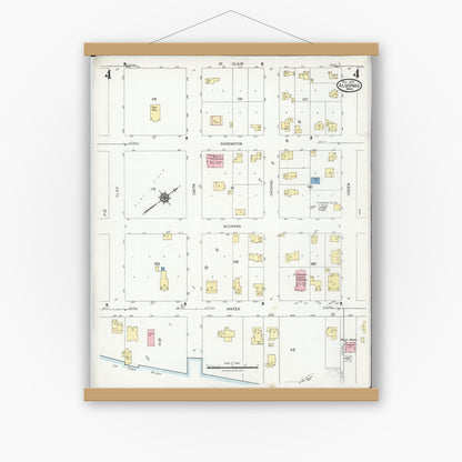 Old map wall art mockup — magnetic wood frame on white wall — Sanborn Fire Insurance Map from Algonac, Saint Clair County, Michigan (1924), Sheet #0004