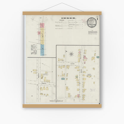 Old map wall art mockup — magnetic wood frame on white wall — Sanborn Fire Insurance Map from McSherrystown, Adams County, Pennsylvania (1894) - Complete Map Set