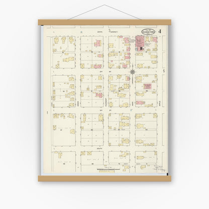 Old map wall art mockup — magnetic wood frame on white wall — Sanborn Fire Insurance Map from Georgetown, Brown County, Ohio (1912), Sheet #0004