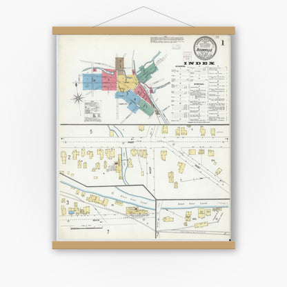 Old map wall art mockup — magnetic wood frame on white wall — Sanborn Fire Insurance Map from Boonville, Oneida County, New York (1904) - Complete Map Set