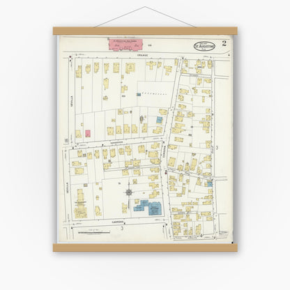 Old map wall art mockup — magnetic wood frame on white wall — Sanborn Fire Insurance Map from Saint Augustine, Saint John's County, Florida (1917), Sheet #0002