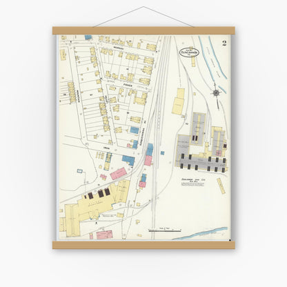 Old map wall art mockup — magnetic wood frame on white wall — Sanborn Fire Insurance Map from Duncannon, Perry County, Pennsylvania (1911), Sheet #0002