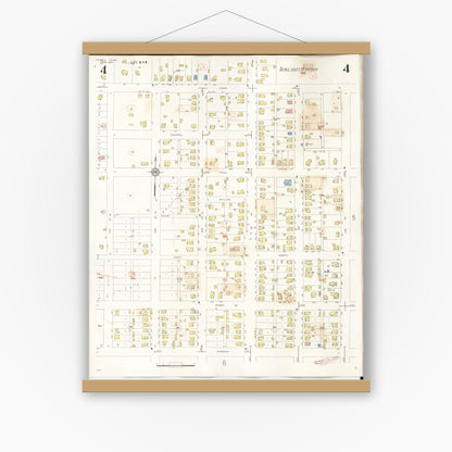 Old map wall art mockup — magnetic wood frame on white wall — Sanborn Fire Insurance Map from Perry, Dallas County, Iowa (1947), Sheet #0004
