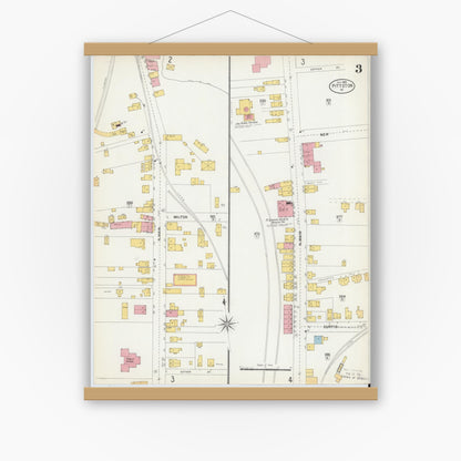 Old map wall art mockup — magnetic wood frame on white wall — Sanborn Fire Insurance Map from Pittston, Luzerne County, Pennsylvania (1903), Sheet #0003