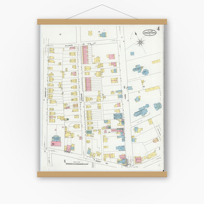 Old map wall art mockup — magnetic wood frame on white wall — Sanborn Fire Insurance Map from Jenkintown, Montgomery County, Pennsylvania (1909), Sheet #0004