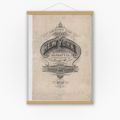 Old map wall art mockup — magnetic wood frame on white wall — Sanborn Fire Insurance Map from New York, Bronx, Manhattan, New York (1920), Sheet #0001