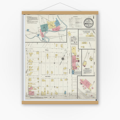 Old map wall art mockup — magnetic wood frame on white wall — Sanborn Fire Insurance Map from Monroeville, Huron County, Ohio (1911) - Complete Map Set