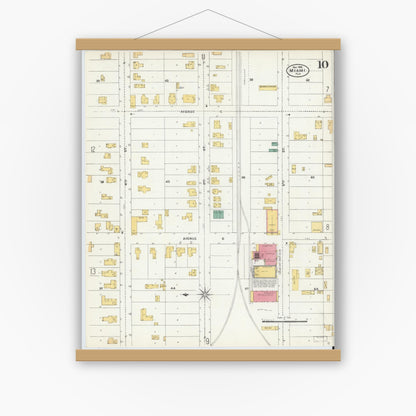 Old map wall art mockup — magnetic wood frame on white wall — Sanborn Fire Insurance Map from Miami, Dade County, Florida (1906), Sheet #0010