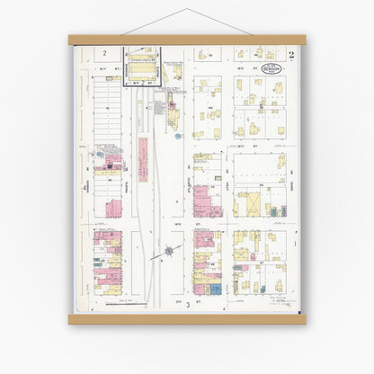 Old map wall art mockup — magnetic wood frame on white wall — Sanborn Fire Insurance Map from Benson, Swift County, Minnesota (1909), Sheet #0002
