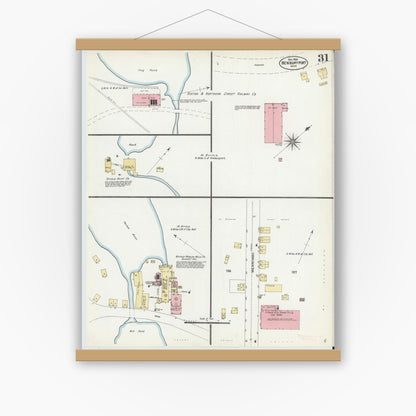Old map wall art mockup — magnetic wood frame on white wall — Sanborn Fire Insurance Map from Newburyport, Essex County, Massachusetts (1906), Sheet #0031