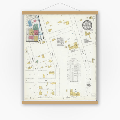 Old map wall art mockup — magnetic wood frame on white wall — Sanborn Fire Insurance Map from Green Cove Springs, Clay County, Florida (1903) - Complete Map Set