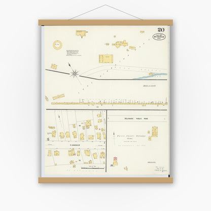 Old map wall art mockup — magnetic wood frame on white wall — Sanborn Fire Insurance Map from Mount Vernon, Knox County, Ohio (1907), Sheet #0020