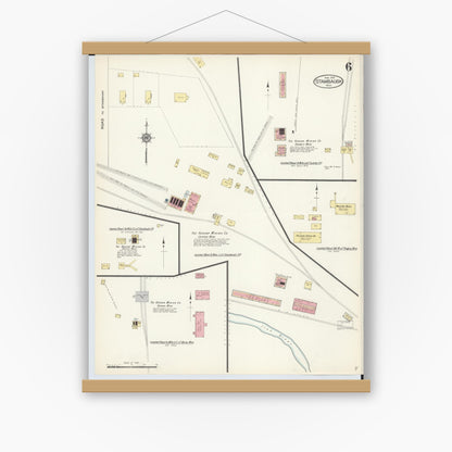 Old map wall art mockup — magnetic wood frame on white wall — Sanborn Fire Insurance Map from Stambaugh, Iron County, Michigan (1913), Sheet #0006