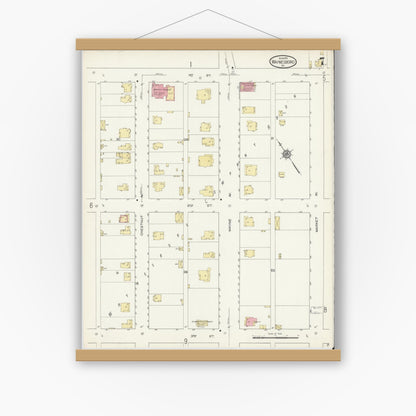 Old map wall art mockup — magnetic wood frame on white wall — Sanborn Fire Insurance Map from Waynesboro, Independent Cities, Virginia (1913), Sheet #0007