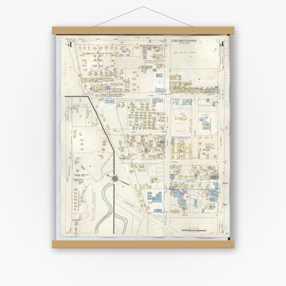 Old map wall art mockup — magnetic wood frame on white wall — Sanborn Fire Insurance Map from Wahiawa, Honolulu County, Hawaii (1957), Sheet #0004