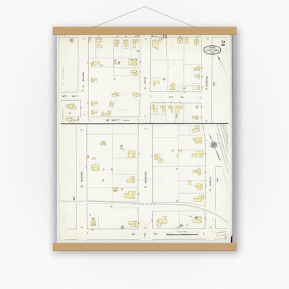 Old map wall art mockup — magnetic wood frame on white wall — Sanborn Fire Insurance Map from Live Oak, Suwanee County, Florida (1912), Sheet #0002
