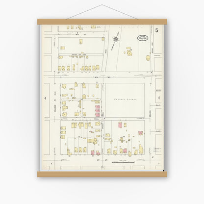 Old map wall art mockup — magnetic wood frame on white wall — Sanborn Fire Insurance Map from Beaver, Beaver County, Pennsylvania (1912), Sheet #0005
