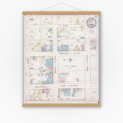 Old map wall art mockup — magnetic wood frame on white wall — Sanborn Fire Insurance Map from Lamar, Barton County, Missouri (1885) - Complete Map Set