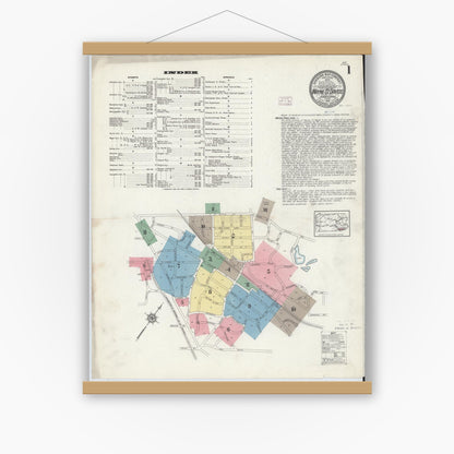Old map wall art mockup — magnetic wood frame on white wall — Sanborn Fire Insurance Map from Wayne, Delaware County, Pennsylvania (1914) - Complete Map Set