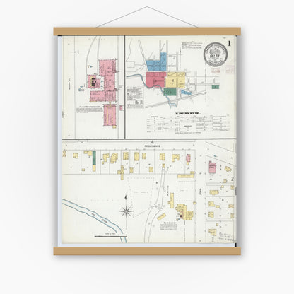 Old map wall art mockup — magnetic wood frame on white wall — Sanborn Fire Insurance Map from Delta, Fulton County, Ohio (1905) - Complete Map Set