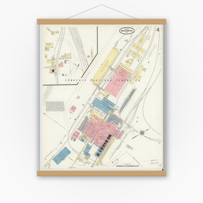 Old map wall art mockup — magnetic wood frame on white wall — Sanborn Fire Insurance Map from Northampton, Northampton County, Pennsylvania (1911), Sheet #0004