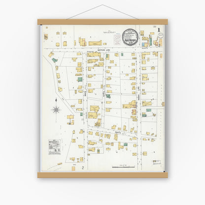 Old map wall art mockup — magnetic wood frame on white wall — Sanborn Fire Insurance Map from Saint Nazianz, Manitowoc County, Wisconsin (1900) - Complete Map Set