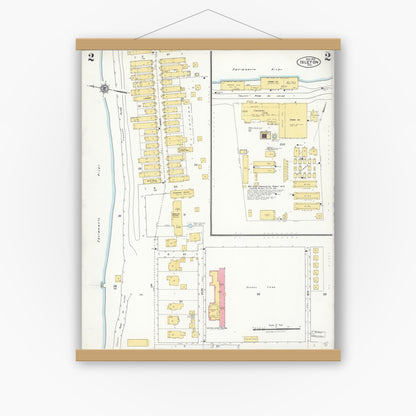 Old map wall art mockup — magnetic wood frame on white wall — Sanborn Fire Insurance Map from Isleton, Sacramento County, California (1925), Sheet #0002