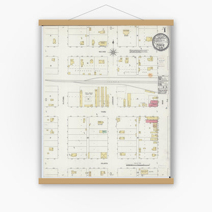 Old map wall art mockup — magnetic wood frame on white wall — Sanborn Fire Insurance Map from Rankin, Vermilion County, Illinois (1900) - Complete Map Set