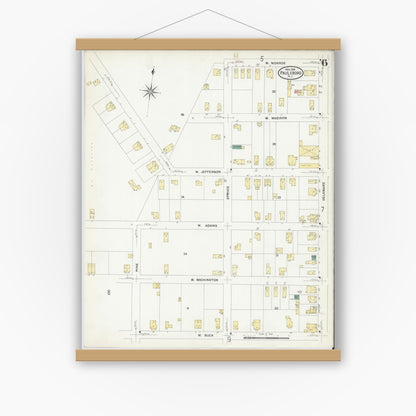 Old map wall art mockup — magnetic wood frame on white wall — Sanborn Fire Insurance Map from Paulsboro, Gloucester County, New Jersey (1909), Sheet #0006