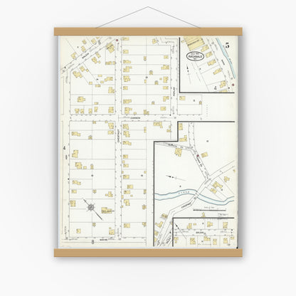 Old map wall art mockup — magnetic wood frame on white wall — Sanborn Fire Insurance Map from Archbald, Lackawanna County, Pennsylvania (1912), Sheet #0005