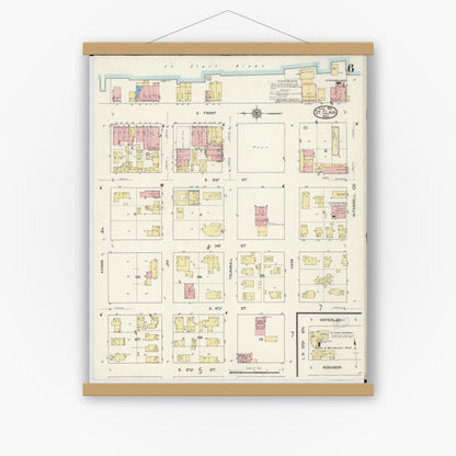 Old map wall art mockup — magnetic wood frame on white wall — Sanborn Fire Insurance Map from Saint Clair, Saint Clair County, Michigan (1913), Sheet #0006