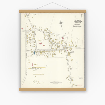 Old map wall art mockup — magnetic wood frame on white wall — Sanborn Fire Insurance Map from Allentown, Monmouth County, New Jersey (1922), Sheet #0002