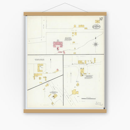 Old map wall art mockup — magnetic wood frame on white wall — Sanborn Fire Insurance Map from Mount Vernon, Knox County, Ohio (1903), Sheet #0017