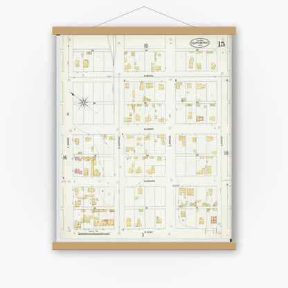 Old map wall art mockup — magnetic wood frame on white wall — Sanborn Fire Insurance Map from Chippewa Falls, Chippewa County, Wisconsin (1903), Sheet #0015