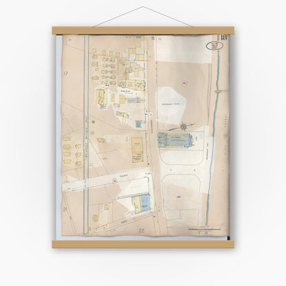 Old map wall art mockup — magnetic wood frame on white wall — Sanborn Fire Insurance Map from Hilo, Hawaii County, Hawaii (1957), Sheet #0018