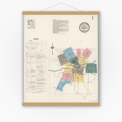 Old map wall art mockup — magnetic wood frame on white wall — Sanborn Fire Insurance Map from Nevada City, Nevada County, California (1912) - Complete Map Set