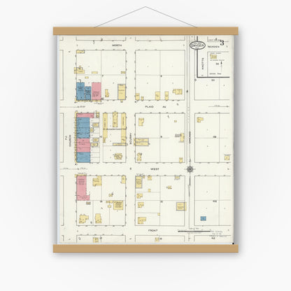 Old map wall art mockup — magnetic wood frame on white wall — Sanborn Fire Insurance Map from Snyder, Scurry County, Texas (1920), Sheet #0003