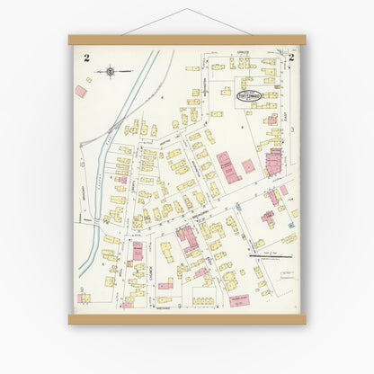 Old map wall art mockup — magnetic wood frame on white wall — Sanborn Fire Insurance Map from Fort Edward, Washington County, New York (1924) - Complete Map Set