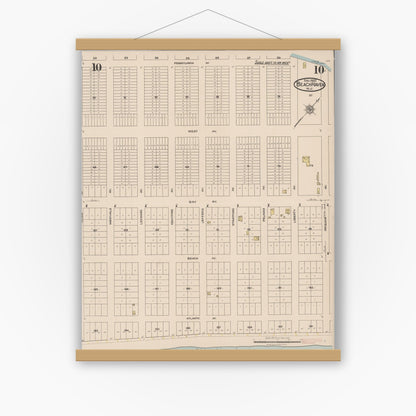 Old map wall art mockup — magnetic wood frame on white wall — Sanborn Fire Insurance Map from Beach Haven, Ocean County, New Jersey (1922), Sheet #0010