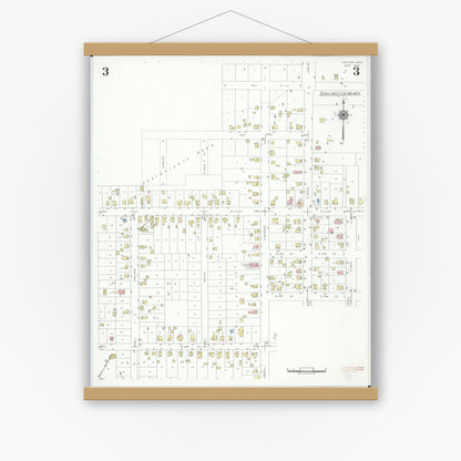 Old map wall art mockup — magnetic wood frame on white wall — Sanborn Fire Insurance Map from Davison, Genesee County, Michigan (1939), Sheet #0003