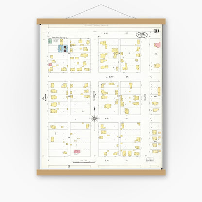Old map wall art mockup — magnetic wood frame on white wall — Sanborn Fire Insurance Map from Boone, Boone County, Iowa (1900), Sheet #0010