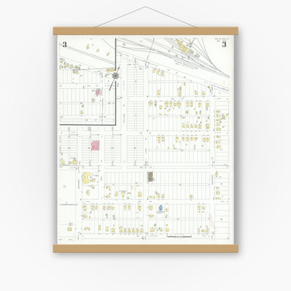 Old map wall art mockup — magnetic wood frame on white wall — Sanborn Fire Insurance Map from Port Saint Joe, Gulf County, Florida (1940), Sheet #0003