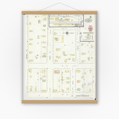 Old map wall art mockup — magnetic wood frame on white wall — Sanborn Fire Insurance Map from Shepherd, Isabella County, Michigan (1910), Sheet #0003